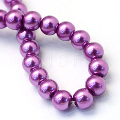 Baking Paint Pearlized Glass Pearl Round Bead Strands X-HY-Q003-10mm-16-1