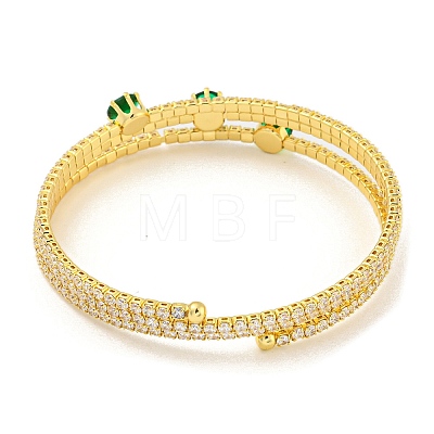 Rack Plating Brass Pave Clear Cubic Zirconia Open Cuff Wrap Bangles BJEW-B110-01G-01-1