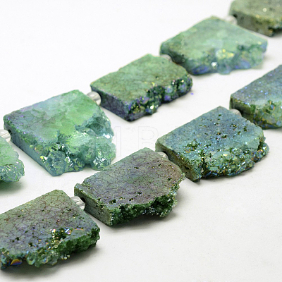 Electroplated Natural Druzy Crystal Beads Strands G-N0257-07-1