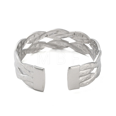 304 Stainless Steel Braided Open Cuff Bangles BJEW-M316-04P-1