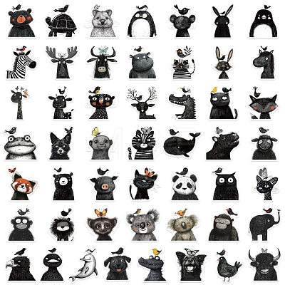 50Pcs PVC Waterproof Animals Stickers PW-WG344AB-01-1