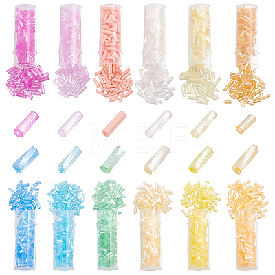 12 Styles Opaque & Transparent Glass Twist Bugle Beads GLAA-ME0001-47-1