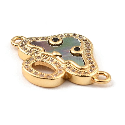 Rack Plating Brass Micro Pave Clear Cubic Zirconia Connector Charms KK-K342-28G-1