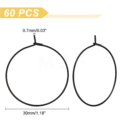 60Pcs 316L Surgical Stainless Steel Hoop Earring Findings STAS-DC0010-95-1