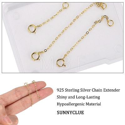 SUNNYCLUE 3Pcs 3 Style 925 Sterling Silver Chain Extender FIND-SC0001-61G-1