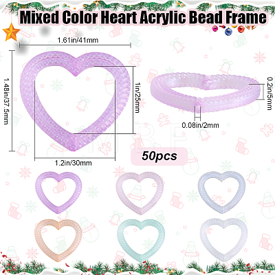 50Pcs Luminous Acrylic Bead Frame OACR-SP0001-09-1