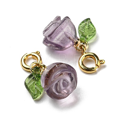 Natural Amethyst Rose Pendant Decorations G-R489-34G-1