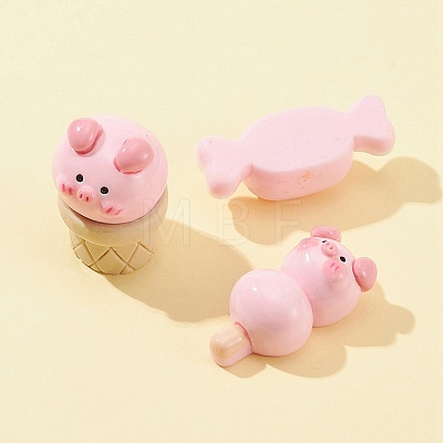10Pcs 10 Styles Opaque Resin Cute Pig Imitation Food Decoden Cabochons CRES-FS0001-13-1