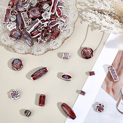 60Pcs 10 Styles Handmade Porcelain Beads PORC-ME0001-21-1
