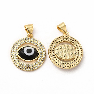 Rack Plating Real 18K Gold Plated Brass Micro Pave Clear Cubic Zirconia Pendants ZIRC-L102-07G-1