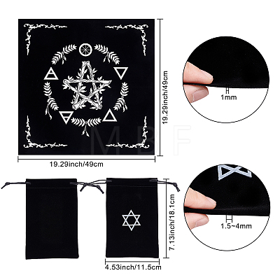 2Pcs 2 Style Cloth Square Altar Tarot Tablecloth AJEW-CN0001-17B-1