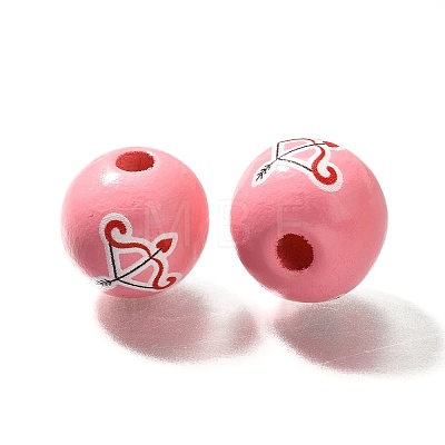 Valentine's Day Element Printed Wood Beads WOOD-R002-01-28-1