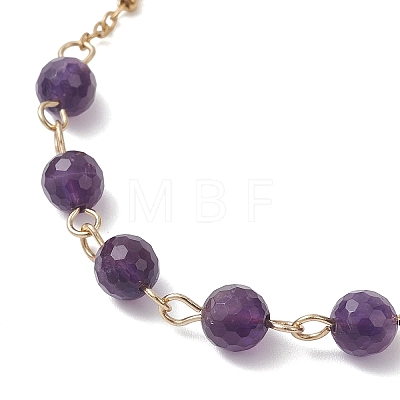 Natural Amethyst Beads Link Bracelets BJEW-JB12778-1