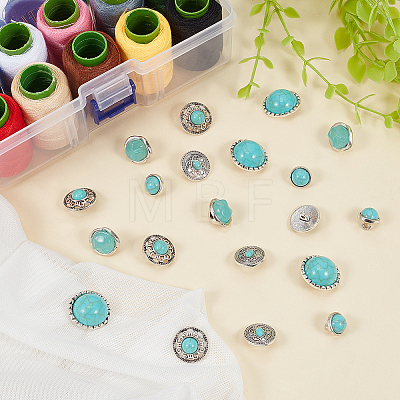 20Pcs 5 Styles 1-Hole Alloy Shank Buttons BUTT-CY0001-39-1