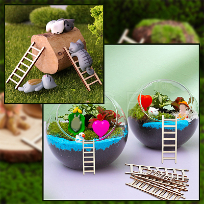 60Pcs 4 Style Miniature Unfinished Wood Ladder FIND-FH0004-96-1