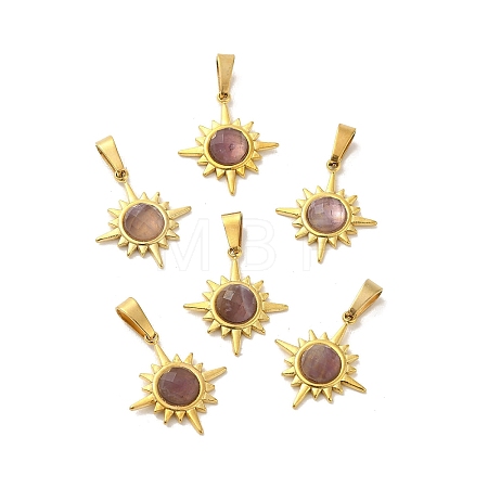 Natural Amethyst Faceted Sun Pendants STAS-P361-02G-02-1
