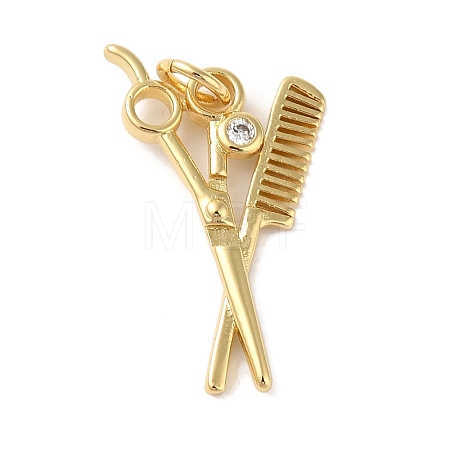 Rack Plating Brass & Cubic Zirconia Pendants KK-L216-062G-1
