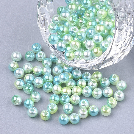 Rainbow ABS Plastic Imitation Pearl Beads OACR-Q174-6mm-03-1