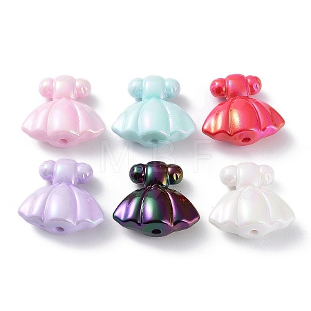 UV Plating Rainbow Iridescent Acrylic Beads X-OACR-A029-06-1