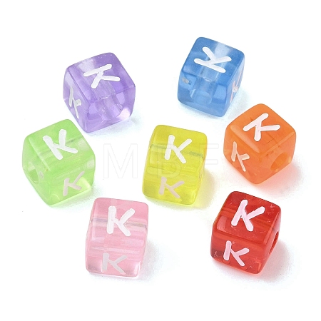 Spray Painted Transparent Acrylic Beads MACR-K365-07K-1
