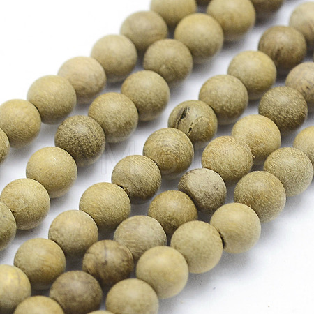 Natural Camphor Wood Beads Strands WOOD-P011-08-6mm-1