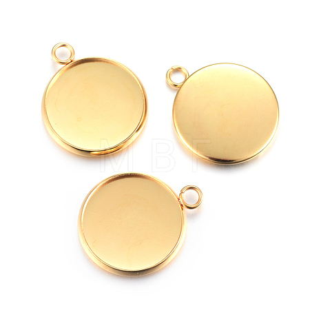 Rack Plating 304 Stainless Steel Pendant Cabochon Settings X-STAS-F191-14G-E-1