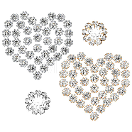 160Pcs 2 Colors Alloy Rhinestone Cabochons ALRI-GO0001-05-1