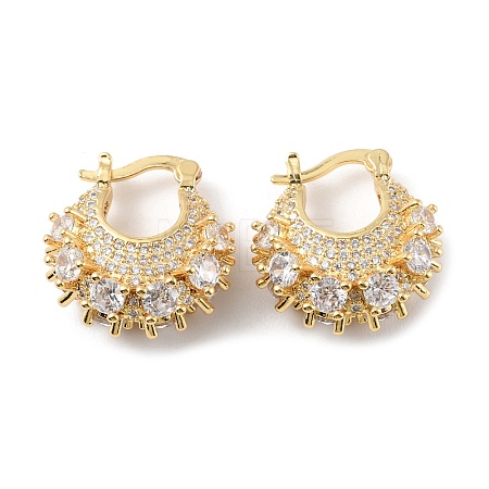 Clear Cubic Zirconia Teardrop Thick Hoop Earrings EJEW-P227-03G-1