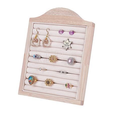 Wooden Photo Frame Shaped Ring Display Easels RDIS-WH0032-008A-1