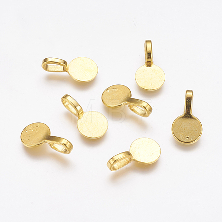 Tibetan Style Alloy Glue On Flat Pad Pendant Bails X-TIBEP-1124-G-FF-1
