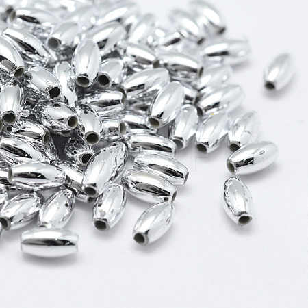 Plating Eco-Friendly Plastic Beads X-KY-K002-03-8x4mm-S-1