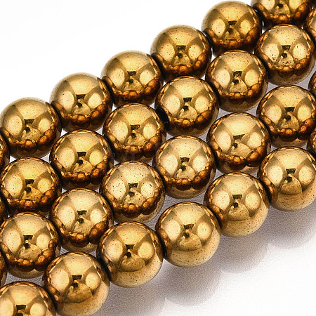 Non-magnetic Synthetic Hematite Beads Strands G-S096-8mm-2-1