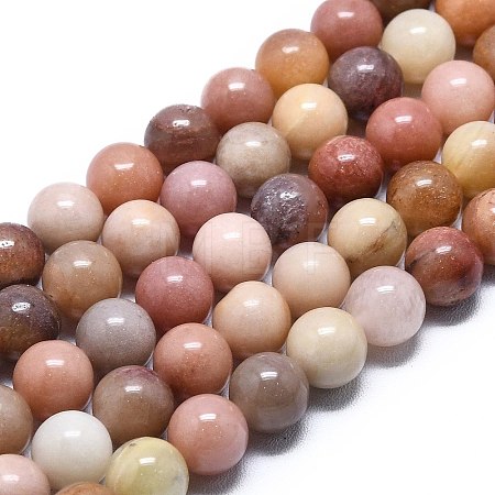 Natural Petrified Wood Round Beads Strands G-D356-C01-8mm-1