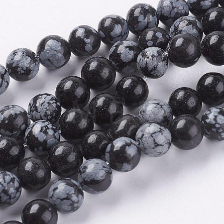 Natural Snowflake Obsidian Beads Strands X-G-G515-8mm-01-1