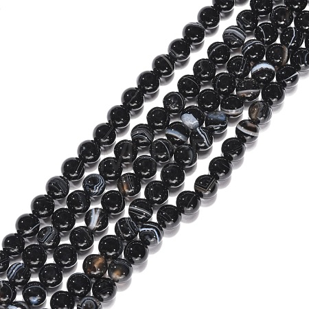 Natural Black Agate Beads Strands X-G-G391-6mm-01-1