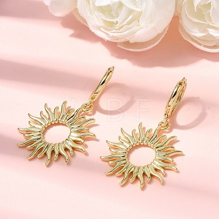 Sun Brass Hoop Earrings EJEW-H180-30D-G-1