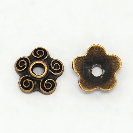 Tibetan Style Alloy Bead Caps X-TIBEB-EA478Y-R-FF-1
