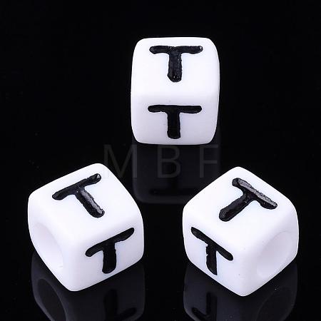 Acrylic Horizontal Hole Letter Beads PL37C9129-T-1