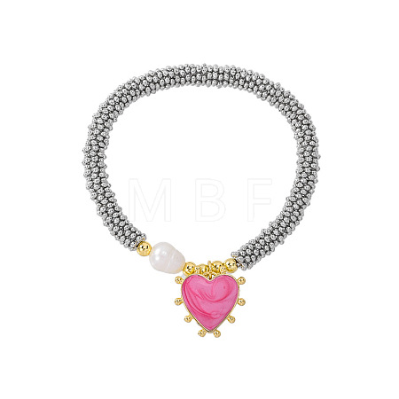 Brass Enamel Heart Charm Bracelets FS-WGFECDF-03-1