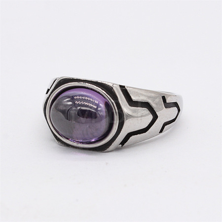 316L Surgical Stainless Steel and Synthetic Gemstone Finger Rings for Men FS-WG3E90C-33-1