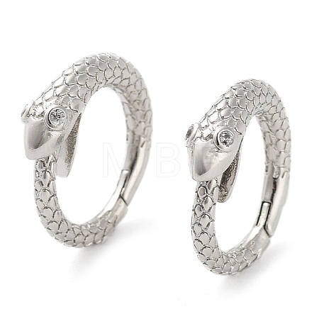 Snake Rack Plating Brass with Cubic Zirconia Twister Clasp EJEW-Z031-01P-1