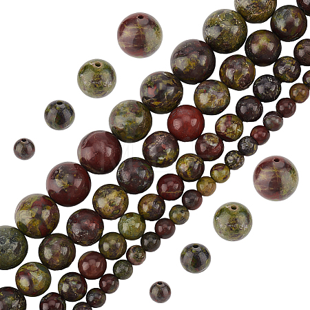4 Strands 4 Styles Natural Dragon Blood Jasper Bead Strands G-OC0005-10-1