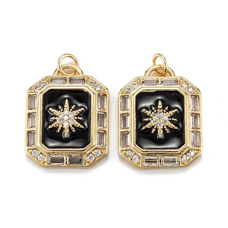 Brass Micro Pave Clear Cubic Zirconia Pendants ZIRC-A020-07G-1