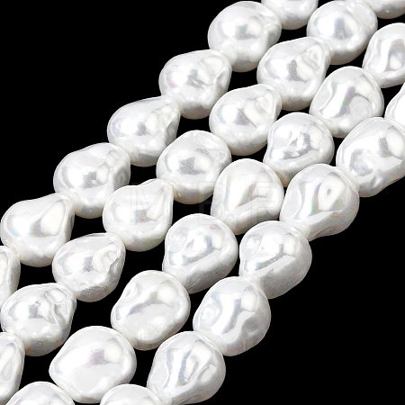 Electroplated Glass Shell Pearl Beads Strands BSHE-B009-D01-01-1