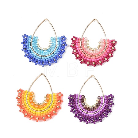 4Pcs 4 Colors Glass Seed Beaded & Glass Pendants PALLOY-MZ01371-1