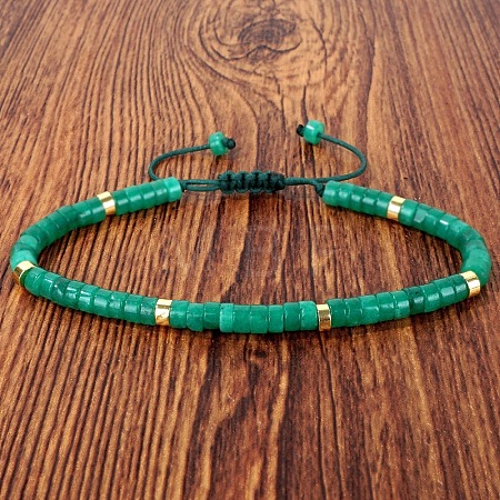 Dyed Natural White Jade Heishi Beads Adjustable Braided Bracelets for Men Women BX7041-8-1