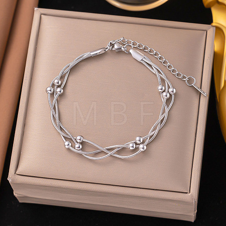 304 Stainless Steel Satellite Chains Bracelets BJEW-Z106-01P-1