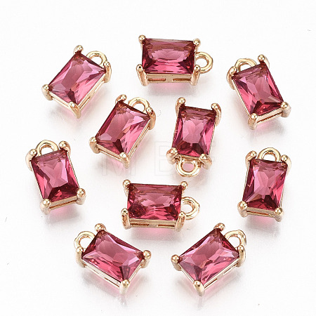 Brass Glass Rhinestone Pendants GLAA-S179-21F-RS-1