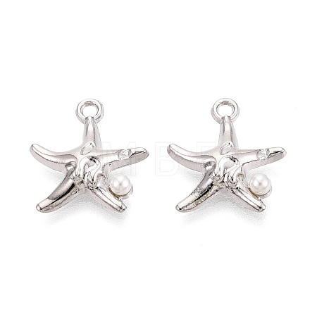 Rack Plating Alloy & Imitation Pearl Pendants ENAM-T024-04P-1