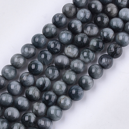 Natural Hawk's Eye Beads Strands G-S333-8mm-027-1